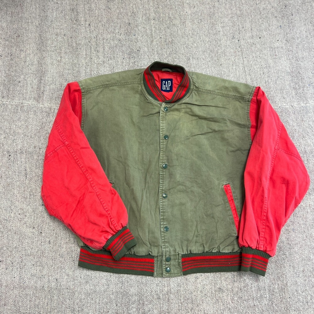 Vintage Gap Bomber Jacket Mens Medium Green 1990s Faded